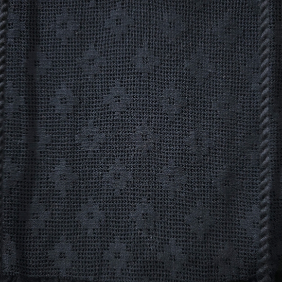 ✨️4/$20. Black White Bohemian Flowy Bell Sleeve Blouse, Embroidered Whipstitch - Picture 6 of 14